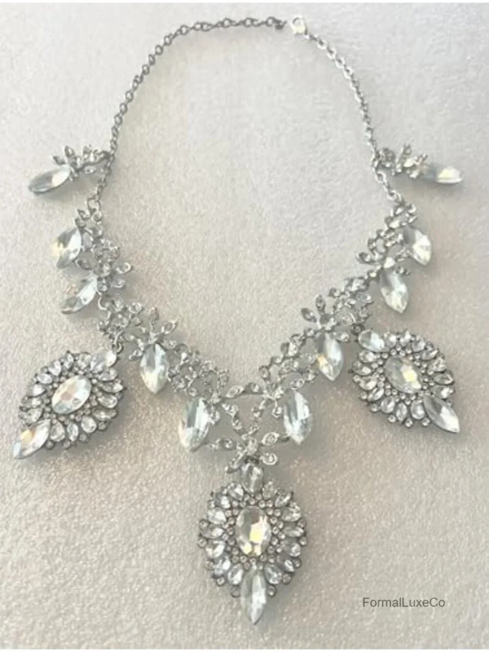 Art Deco Rhinestone Chunky Statement Necklace for Wedding Prom Party